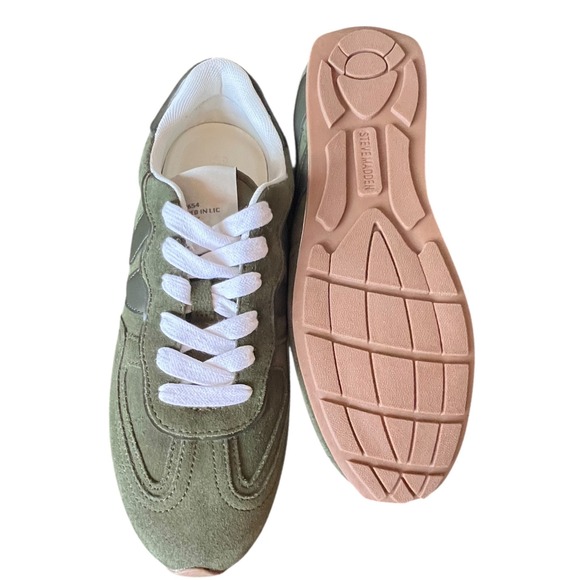Steve Madden Abbi Womens Sneakers Olive Multi Green Suede Retro Jogger 8.5 NEW - Picture 15 of 16